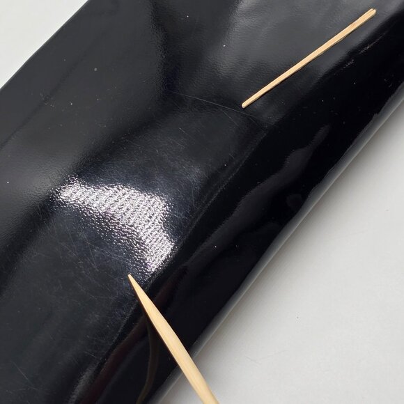 Henry Levine – Vintage Black Patent Clutch / Handbag with Bow Accent - Picture 14 of 16